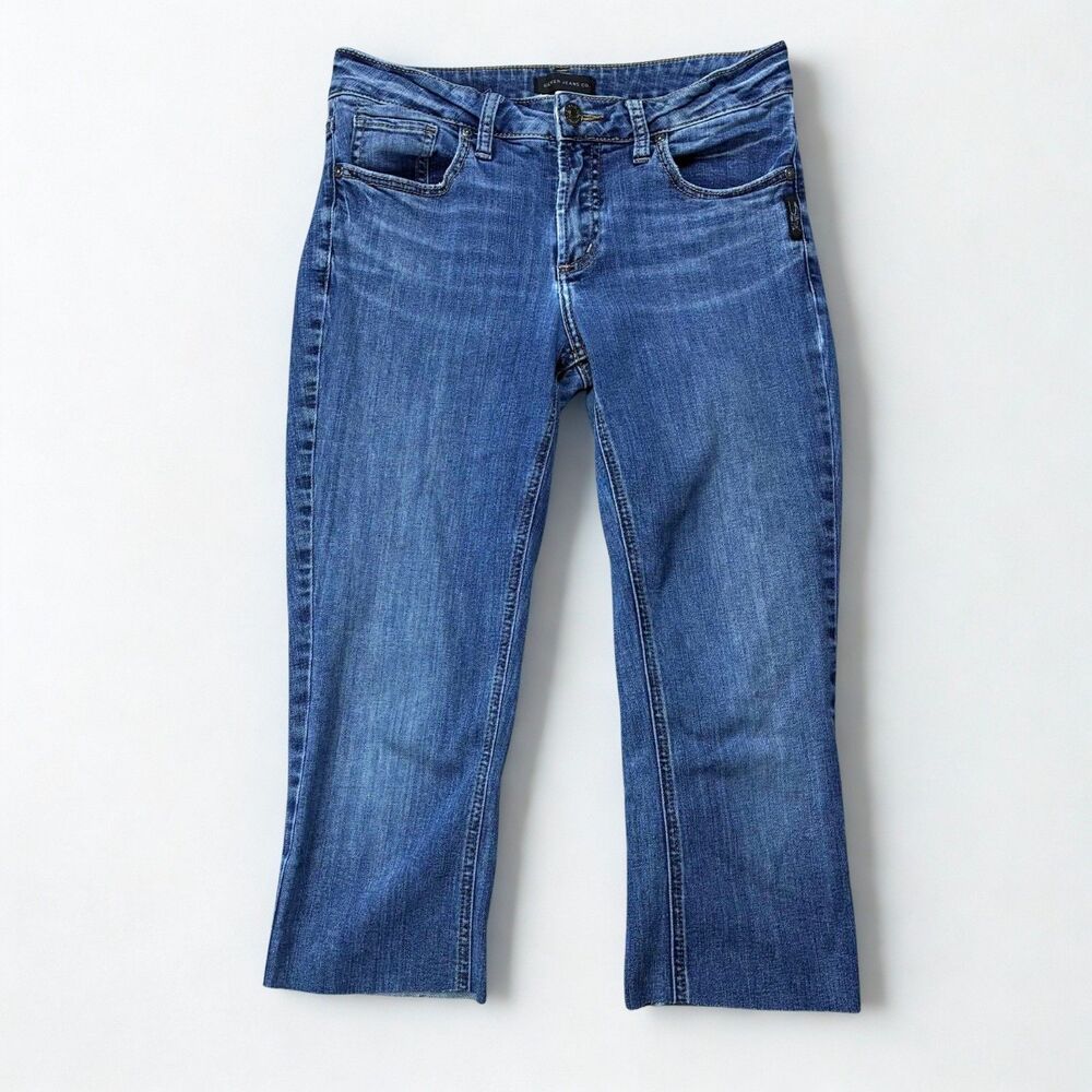 Silver Jeans Co Jeans Womens 27 Elyse Slim Boot Mid Rise Blue Denim Cut Off